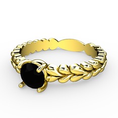 Kalpli Tektaş Yüzük - Siyah zirkon 18 ayar altın yüzük #vixdb6