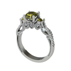 Kraliçe Tektaş Yüzük - Peridot ve swarovski 925 ayar gümüş yüzük #15x82u6