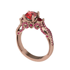 Garnet, kök yakut ve rodolit garnet 8 ayar rose altın yüzük