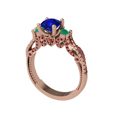 Lab safir, yeşil kuvars ve garnet 14 ayar rose altın yüzük