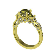 Peridot ve swarovski 18 ayar altın yüzük