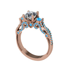 Swarovski ve akuamarin 18 ayar rose altın yüzük