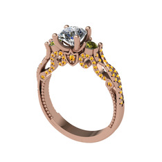 Swarovski, peridot ve sitrin 8 ayar rose altın yüzük