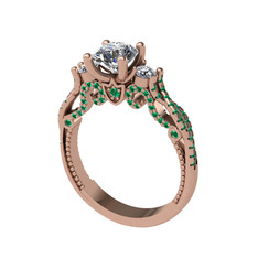 Swarovski ve yeşil kuvars 14 ayar rose altın yüzük