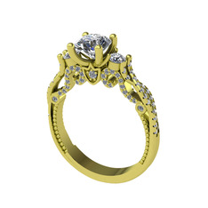 Kraliçe Tektaş Yüzük - Swarovski 14 ayar altın yüzük #1qoa4q6
