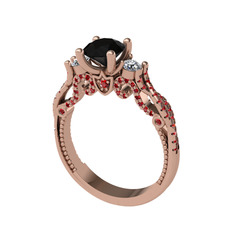 Siyah zirkon, swarovski ve garnet 8 ayar rose altın yüzük