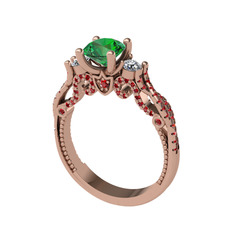 Yeşil kuvars, swarovski ve garnet 8 ayar rose altın yüzük