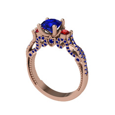 Lab safir ve garnet 18 ayar rose altın yüzük