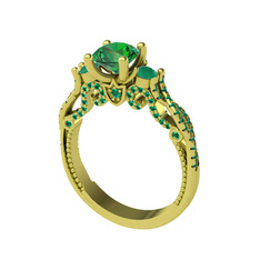 Kraliçe Tektaş Yüzük - Yeşil kuvars ve kök zümrüt 18 ayar altın yüzük #1vttfka