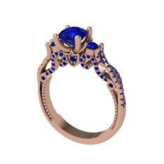 Kraliçe Tektaş Yüzük - Lab safir 18 ayar rose altın yüzük #1ww4wl5