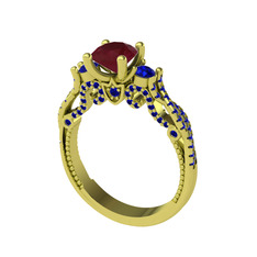 Kök yakut ve lab safir 18 ayar altın yüzük