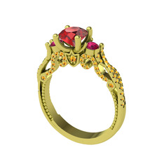 Garnet, rodolit garnet ve sitrin 18 ayar altın yüzük