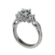 Kraliçe Tektaş Yüzük - Beyaz zirkon 18 ayar beyaz altın yüzük #7pdtaa