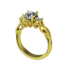 Kraliçe Tektaş Yüzük - Swarovski, pırlanta ve sitrin 8 ayar altın yüzük (0.22 karat) #cg3grj