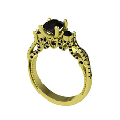Kraliçe Tektaş Yüzük - Siyah zirkon 14 ayar altın yüzük #jajwxw