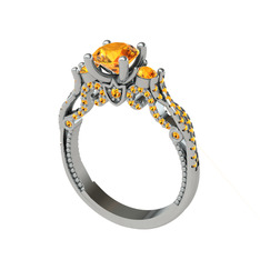 Kraliçe Tektaş Yüzük - Sitrin 925 ayar gümüş yüzük #jm7am7