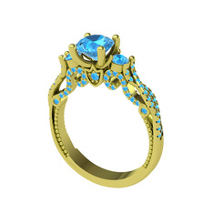 Kraliçe Tektaş Yüzük - Akuamarin 18 ayar altın yüzük #m5wrpc