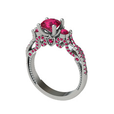 Kraliçe Tektaş Yüzük - Rodolit garnet 18 ayar beyaz altın yüzük #nh47s0