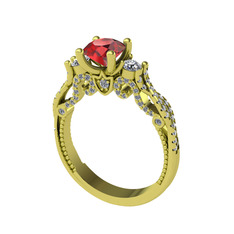 Garnet, swarovski ve beyaz zirkon 925 ayar altın kaplama gümüş yüzük
