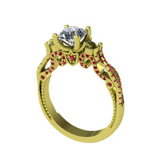 Swarovski, peridot ve garnet 18 ayar altın yüzük