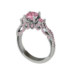 Kraliçe Tektaş Yüzük - Pembe kuvars 8 ayar beyaz altın yüzük #tcxpx7