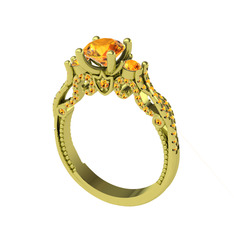 Kraliçe Tektaş Yüzük - Sitrin 18 ayar altın yüzük #uey7jw