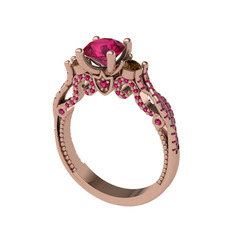 Rodolit garnet ve dumanlı kuvars 14 ayar rose altın yüzük