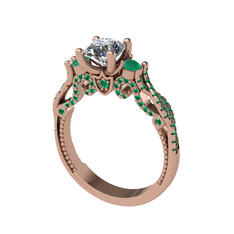 Kraliçe Tektaş Yüzük - Swarovski ve yeşil kuvars 14 ayar rose altın yüzük #ywlhe2