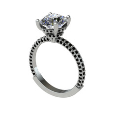 Swarovski ve siyah zirkon 14 ayar beyaz altın yüzük