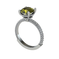 Rani Tektaş Yüzük - Peridot ve swarovski 14 ayar beyaz altın yüzük #13xav0v