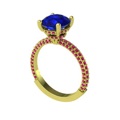 Lab safir ve rodolit garnet 14 ayar altın yüzük