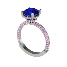 Rani Tektaş Yüzük - Lab safir ve pembe kuvars 8 ayar beyaz altın yüzük #15jrv3g