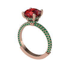 Garnet ve yeşil kuvars 18 ayar rose altın yüzük