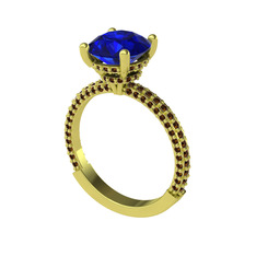 Rani Tektaş Yüzük - Lab safir ve dumanlı kuvars 8 ayar altın yüzük #16wh239