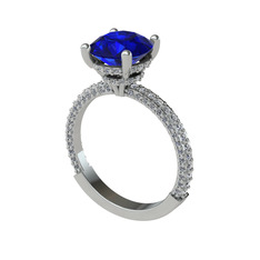 Rani Tektaş Yüzük - Lab safir ve pırlanta 14 ayar beyaz altın yüzük (2.4 karat) #1700rmz