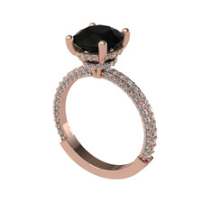 Rani Tektaş Yüzük - Siyah zirkon ve beyaz zirkon 925 ayar rose altın kaplama gümüş yüzük #1739sno