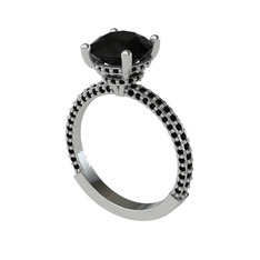 Rani Tektaş Yüzük - Siyah zirkon 925 ayar gümüş yüzük #17csj13