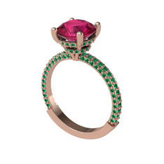 Rodolit garnet ve yeşil kuvars 925 ayar rose altın kaplama gümüş yüzük