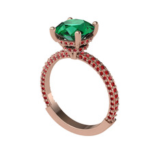 Yeşil kuvars ve garnet 18 ayar rose altın yüzük