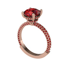 Rani Tektaş Yüzük - Garnet 8 ayar rose altın yüzük #1e7z53d