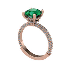 Rani Tektaş Yüzük - Yeşil kuvars ve beyaz zirkon 14 ayar rose altın yüzük #1epcq44