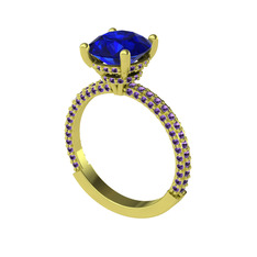 Rani Tektaş Yüzük - Lab safir ve ametist 925 ayar altın kaplama gümüş yüzük #1f40fma