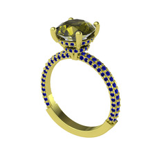 Rani Tektaş Yüzük - Peridot ve lab safir 18 ayar altın yüzük #1fbu0l2