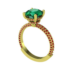 Rani Tektaş Yüzük - Yeşil kuvars ve garnet 18 ayar altın yüzük #1gg0ji7