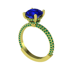 Rani Tektaş Yüzük - Lab safir ve yeşil kuvars 8 ayar altın yüzük #1ghscdt