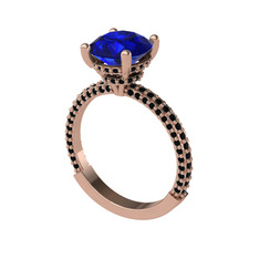Lab safir ve siyah zirkon 18 ayar rose altın yüzük