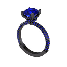 Rani Tektaş Yüzük - Lab safir 925 ayar siyah rodyum kaplama gümüş yüzük #1hwq6lk