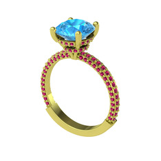 Rani Tektaş Yüzük - Akuamarin ve rodolit garnet 14 ayar altın yüzük #1j218tr