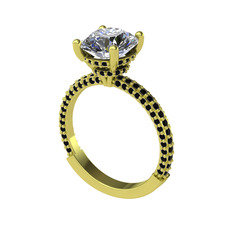 Beyaz zirkon ve siyah zirkon 14 ayar altın yüzük