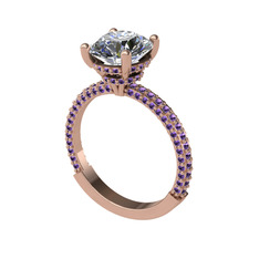 Swarovski ve ametist 14 ayar rose altın yüzük